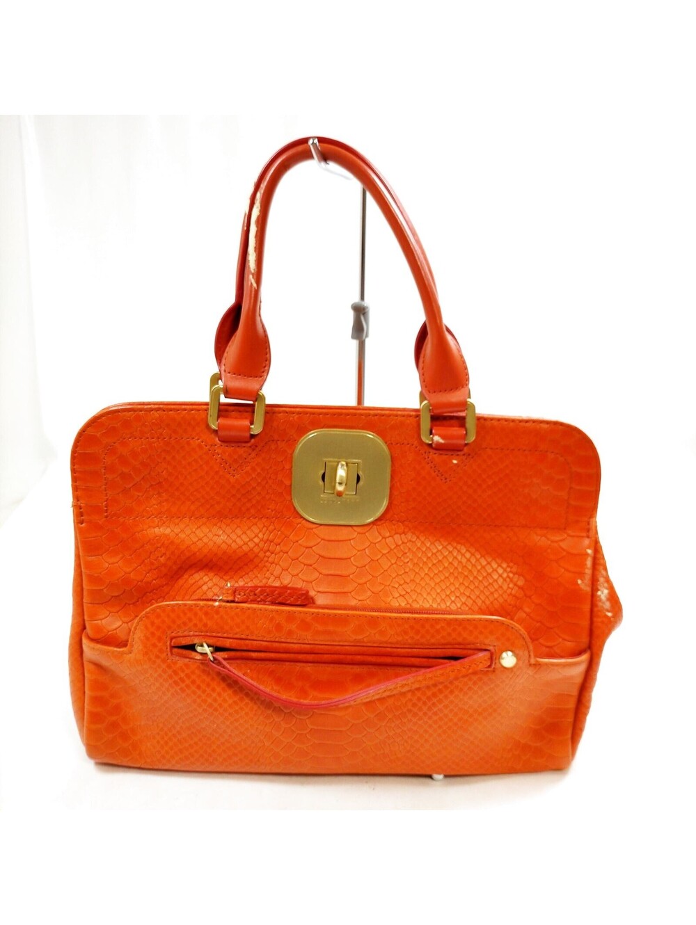 LONGCHAMP Orange Leather Embossed Hand Bag 5525656
